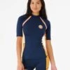 Rip Curl Mirage Womens SS UV Rash Guard - Navy -Aqua Style Shop 108948 14mwrv 0049 1