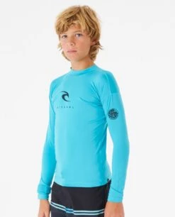 Rip Curl Corps Long Sleeve Boys Rash Vest - Blue -Aqua Style Shop 111709 11mbrv 0070 2