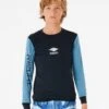 Rip Curl Tube Heads Long Sleeve Boys Rash Vest - Black/Blue