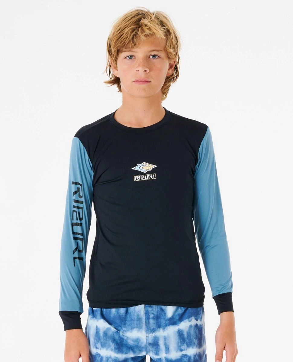 Rip Curl Tube Heads Long Sleeve Boys Rash Vest - Black/Blue 3 Rip Curl Tube Heads Long Sleeve Boys Rash Vest - Black/Blue