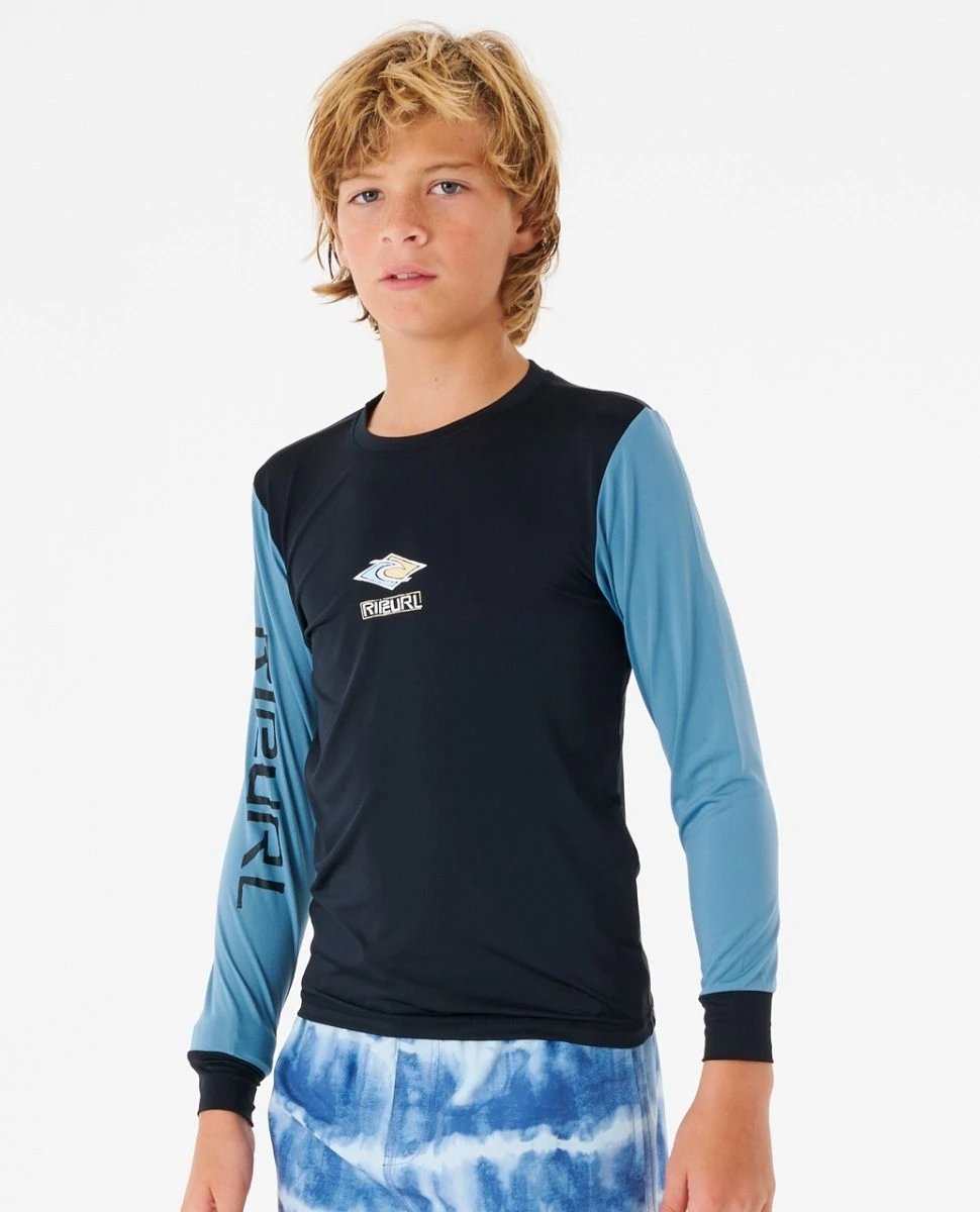 Rip Curl Tube Heads Long Sleeve Boys Rash Vest - Black/Blue 4 Rip Curl Tube Heads Long Sleeve Boys Rash Vest - Black/Blue - Image 2