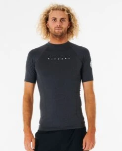 Rip Curl Dawn Patrol Perf Mens Short Sleeve UV Top - Black Marled