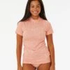 Rip Curl Golden Rays Short Sleeve UV Tee - Blush -Aqua Style Shop 126383 131wrv 0281 1
