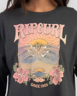 Rip Curl Barrelled Heritage Crop T-Shirt -Aqua Style Shop 20351017 01 RT XL