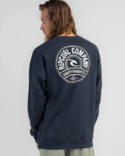 Rip Curl Stapler Crew Neck Sweatshirt -Aqua Style Shop 20351685 01 RT XL