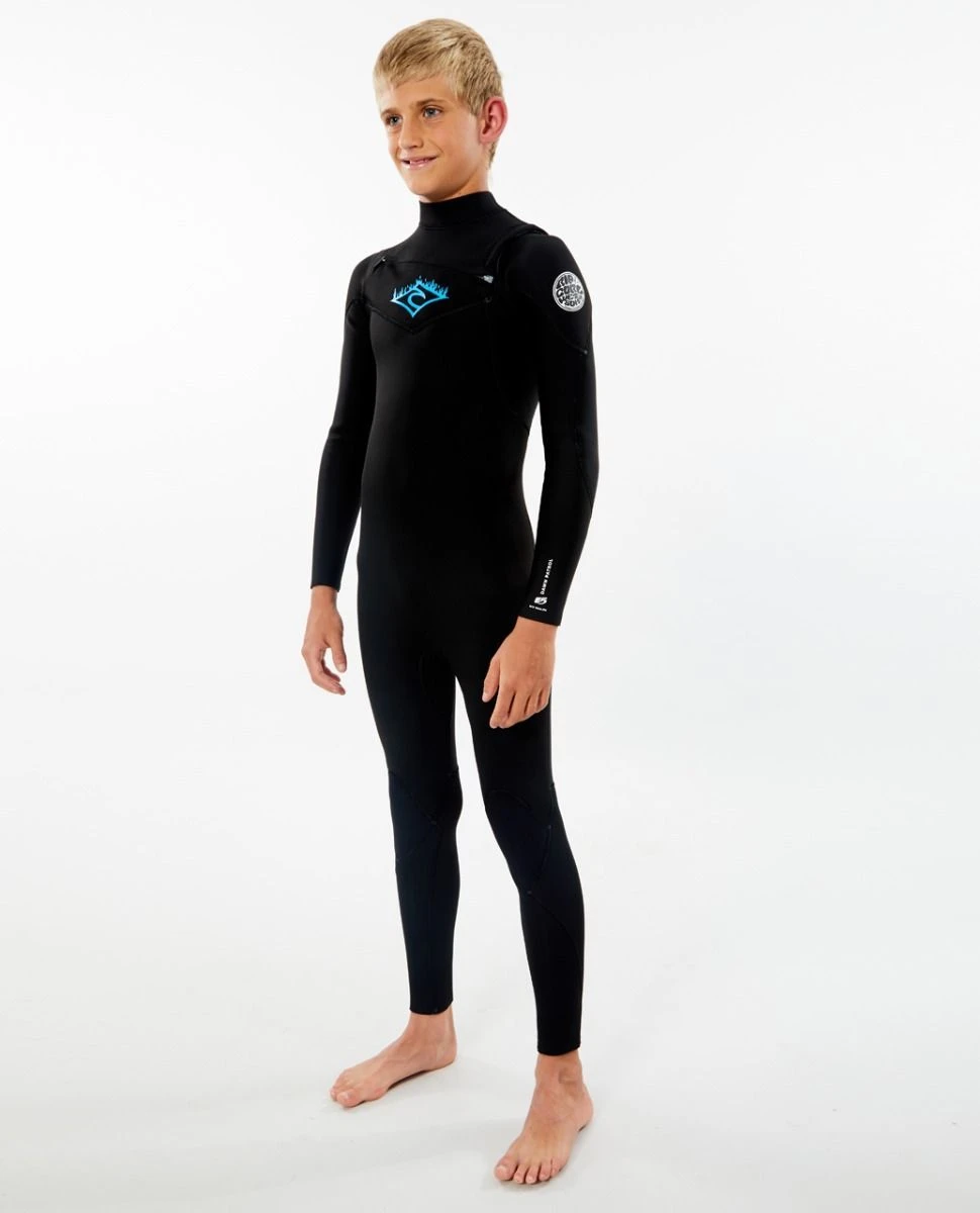 Rip Curl Dawn Patrol Junior Boys 3/2mm Chest Zip Wetsuit - Black 3 Rip Curl Dawn Patrol Junior Boys 3/2mm Chest Zip Wetsuit - Black