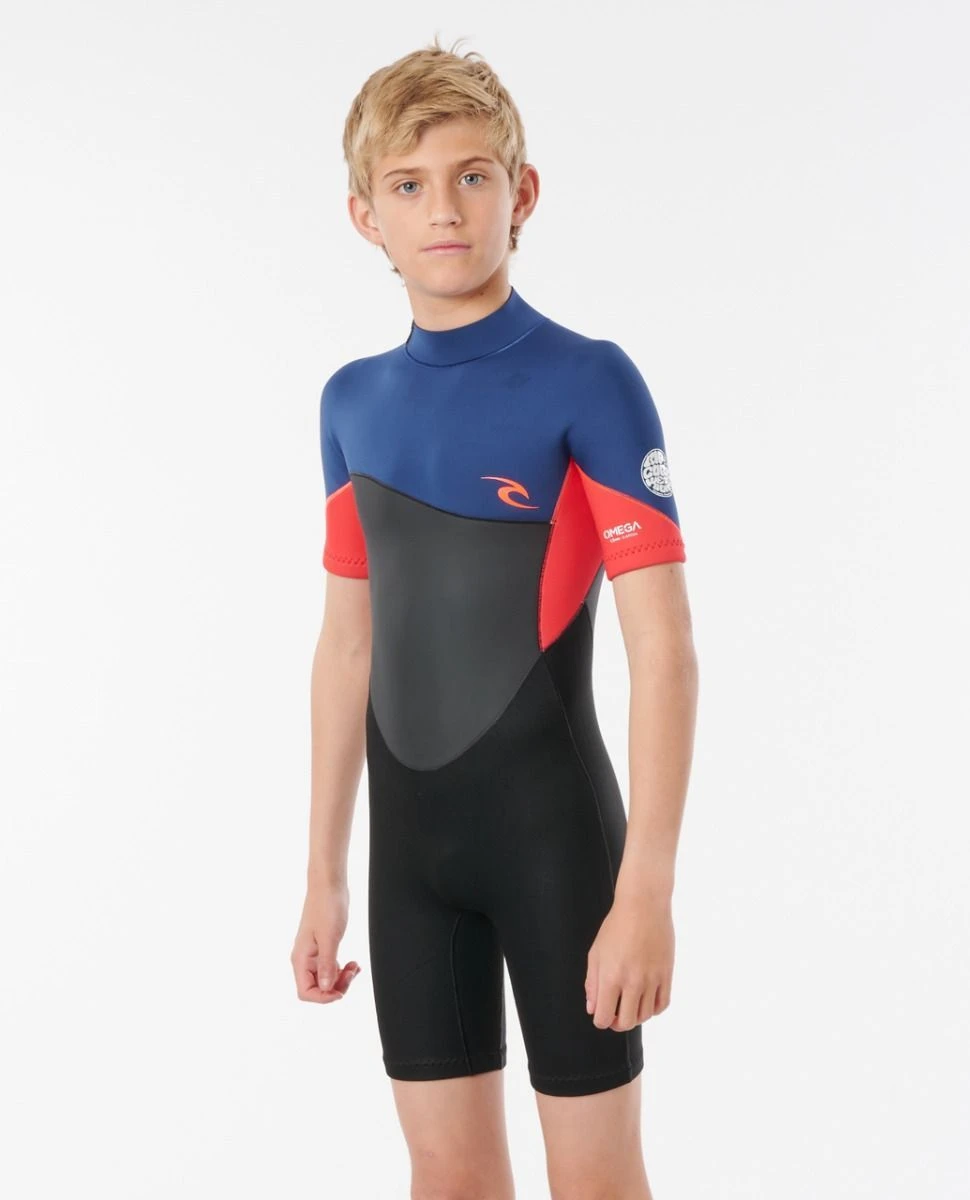Rip Curl Omega 1/5mm Kids Shorty Wetsuit 2023 - Neon Red 3 Rip Curl Omega 1/5mm Kids Shorty Wetsuit 2023 - Neon Red