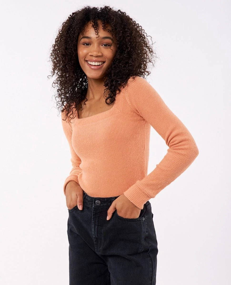 Rip Curl Cosy Long Sleeve Womens Square Collar Fleece - Clay Marle 3 Rip Curl Cosy Long Sleeve Womens Square Collar Fleece - Clay Marle