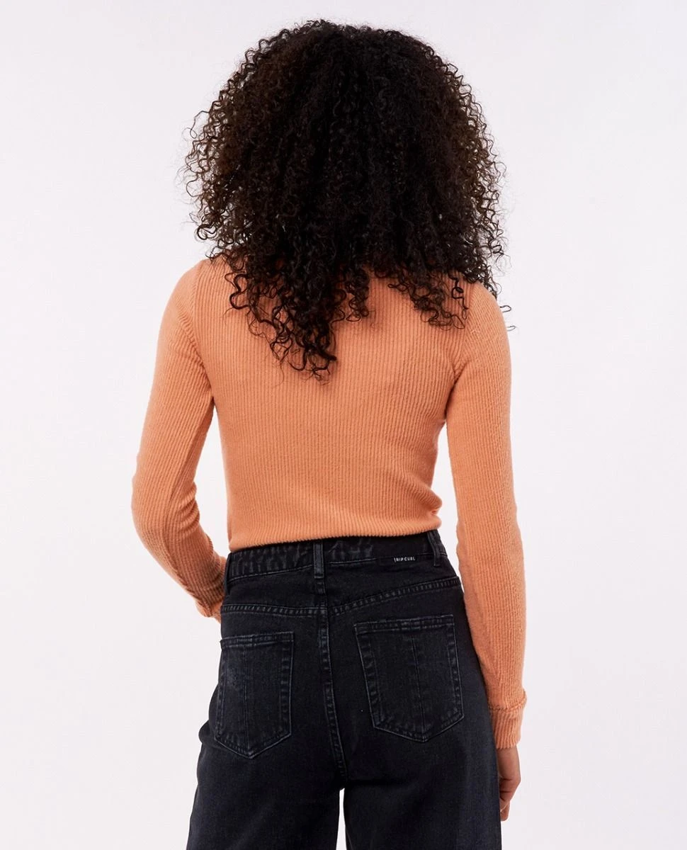 Rip Curl Cosy Long Sleeve Womens Square Collar Fleece - Clay Marle 4 Rip Curl Cosy Long Sleeve Womens Square Collar Fleece - Clay Marle - Image 2