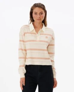 Rip Curl Melting Waves Womens Long Sleeve Polo - Off White