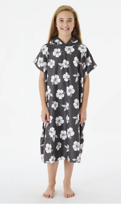 Rip Curl Desert Waves Girls Hooded Towel Poncho - Black/White 2 Rip Curl Desert Waves Girls Hooded Towel Poncho - Black/White