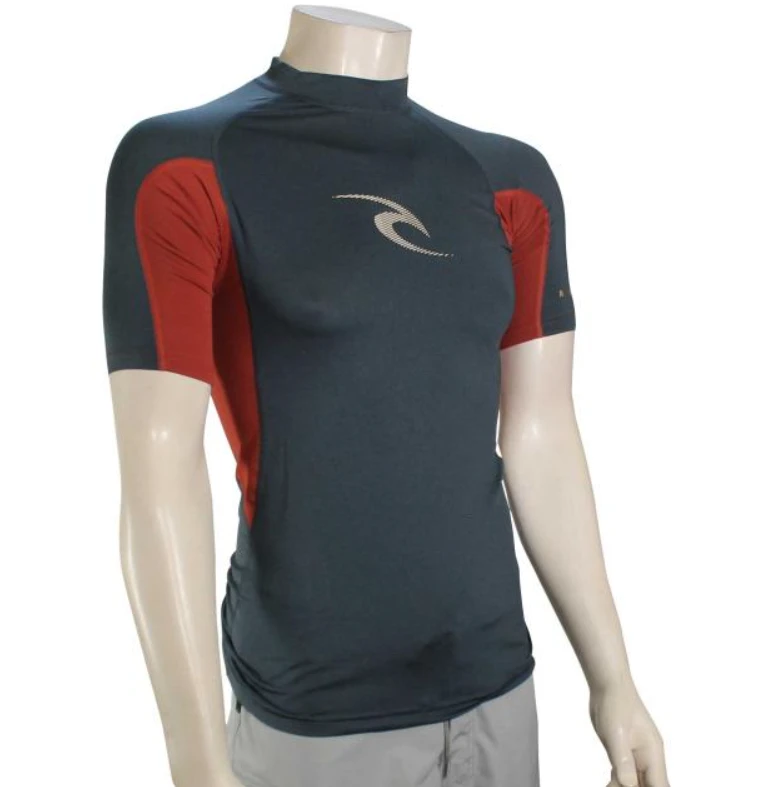 Rip Curl Waves Mens Short Sleeve Rash Vest - Navy Marle 3 Rip Curl Waves Mens Short Sleeve Rash Vest - Navy Marle