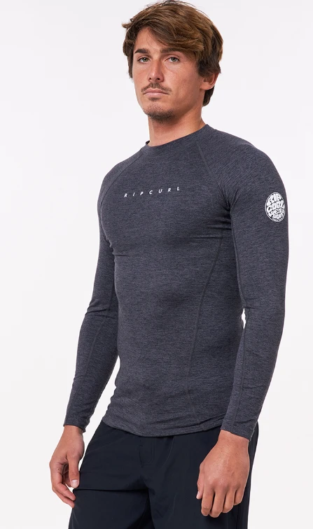 Rip Curl Dawn Patrol Perf Long Sleeve Mens UV Tee - Black Marled 3 Rip Curl Dawn Patrol Perf Long Sleeve Mens UV Tee - Black Marled