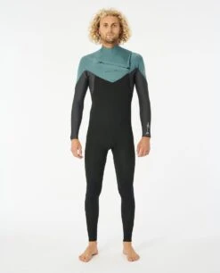 Rip Curl Dawn Patrol Perf 4/3mm Chest Zip Wetsuit 2023 - Muted Green