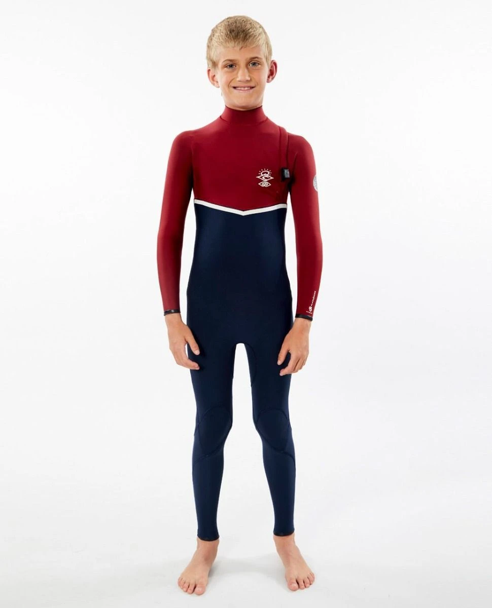 Rip Curl Flash Bomb 3/2mm Junior Wetsuit - Navy/Red 3 Rip Curl Flash Bomb 3/2mm Junior Wetsuit - Navy/Red